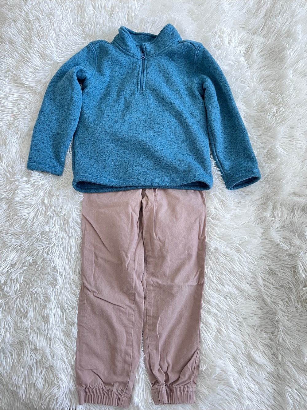 Carter's Teal Blue Half-Zip Fleece Top with Blush Pink Jogger Pants